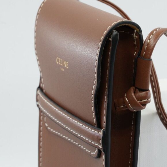 NEW CELINE TRIOMPHE BROWN POUCH CROSSBODY - Picture 3 of 12